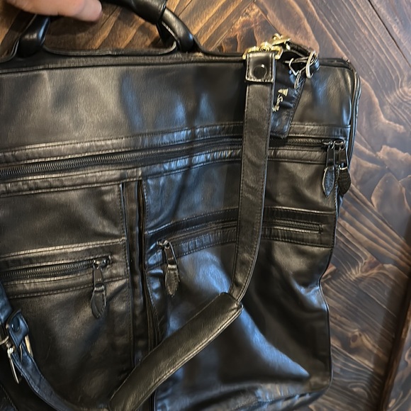 Scully Leather Garment Bag Black Bifold Carry On Shoulder beautiful leather - Picture 4 of 11